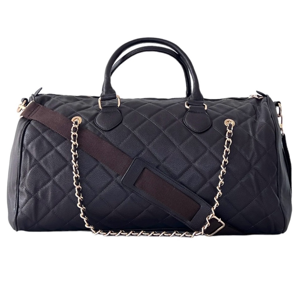 Elegant Brown Quilted Duffle Bag